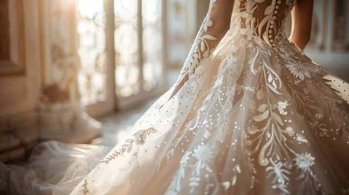 Elegant Bridal Gown in Sunlit Room